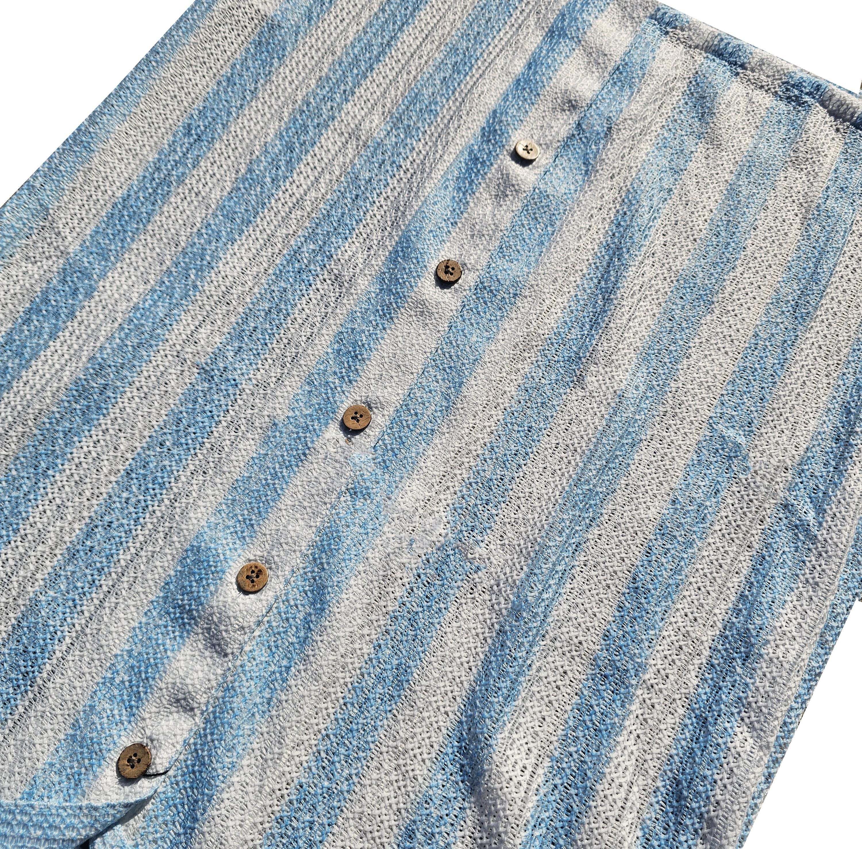 Surf Light Blue Crochet Button Down Shirt