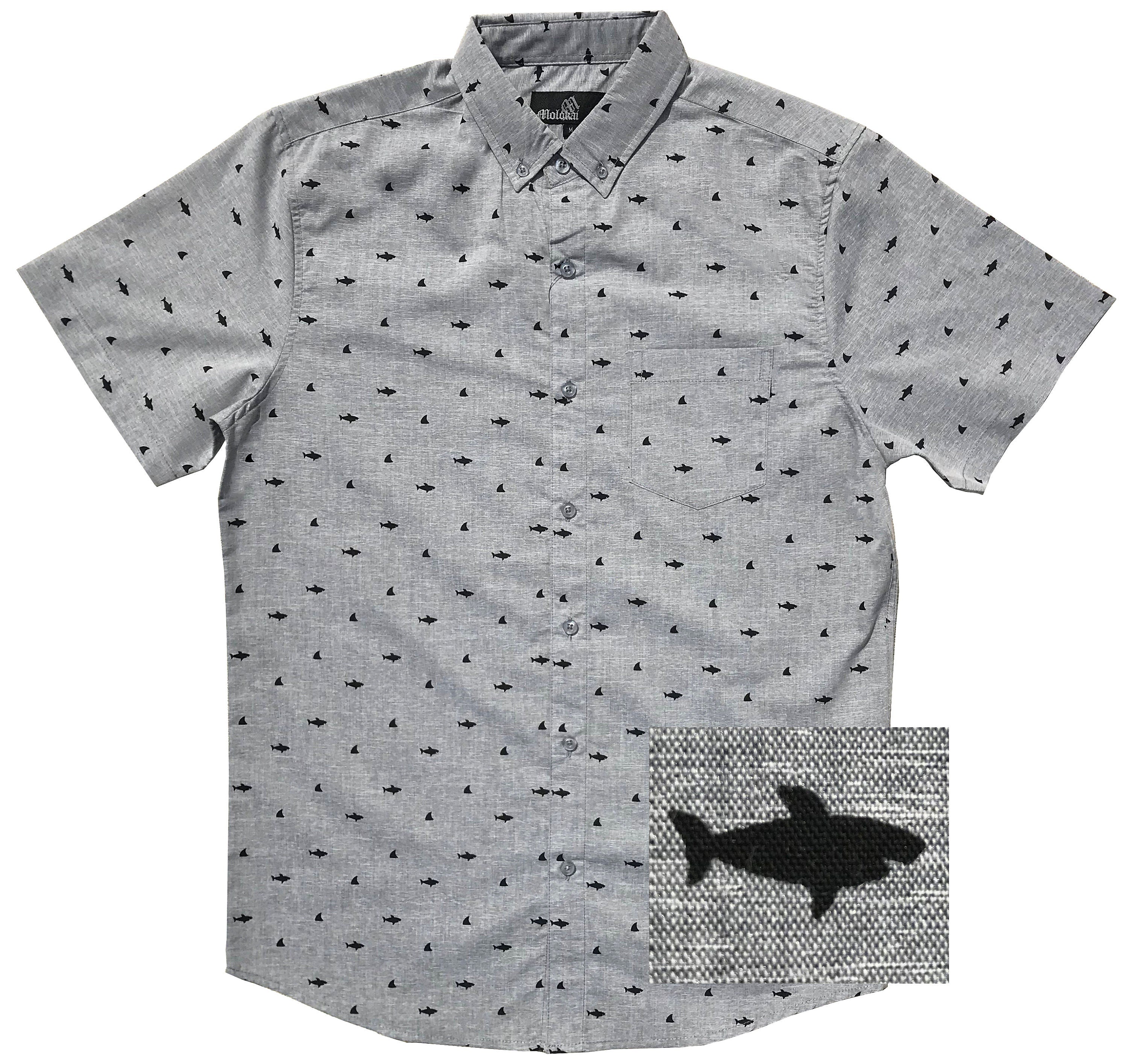 Sharks Grey Button Down Boys Shirt