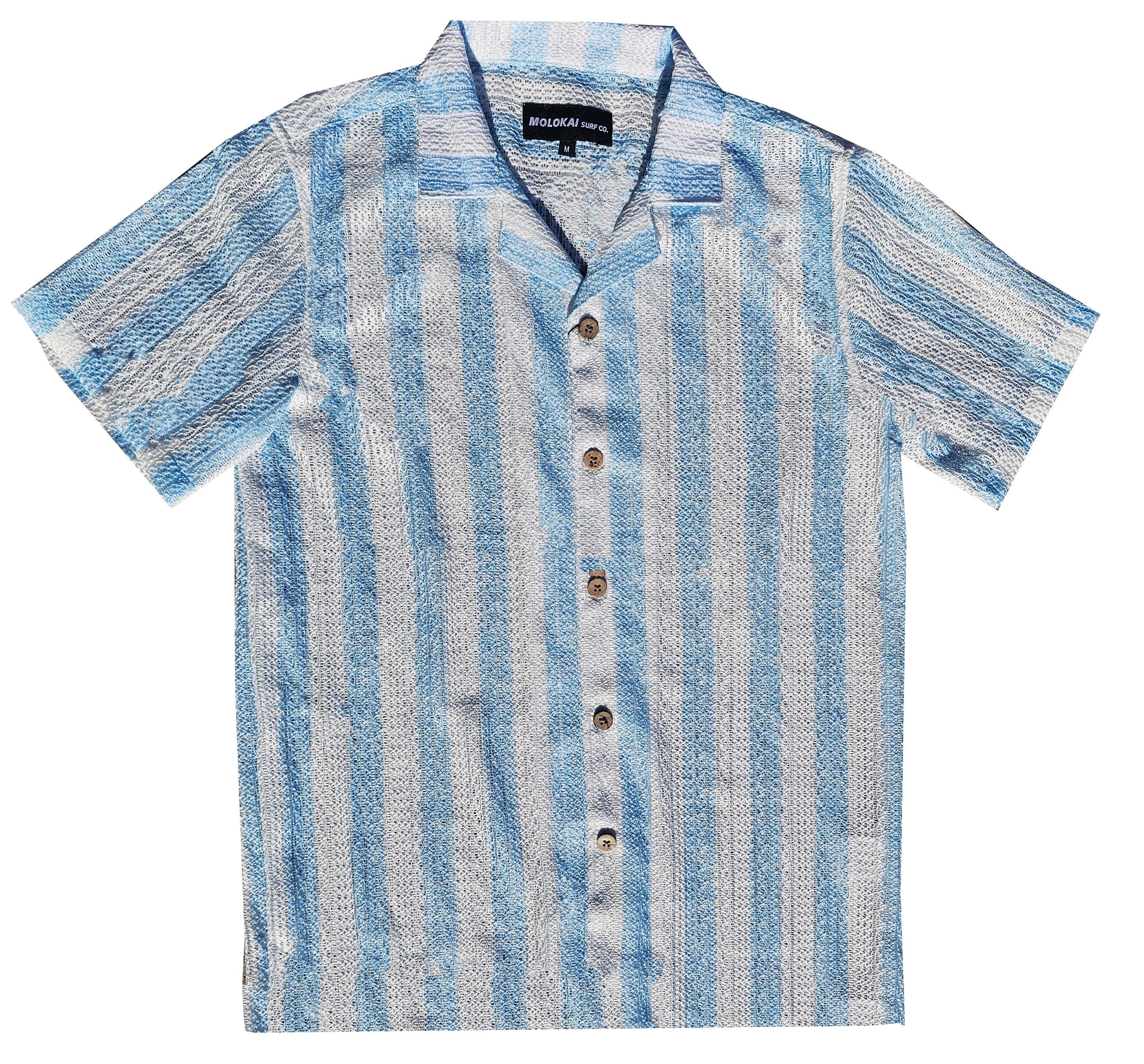 Surf Light Blue Crochet Button Down Shirt