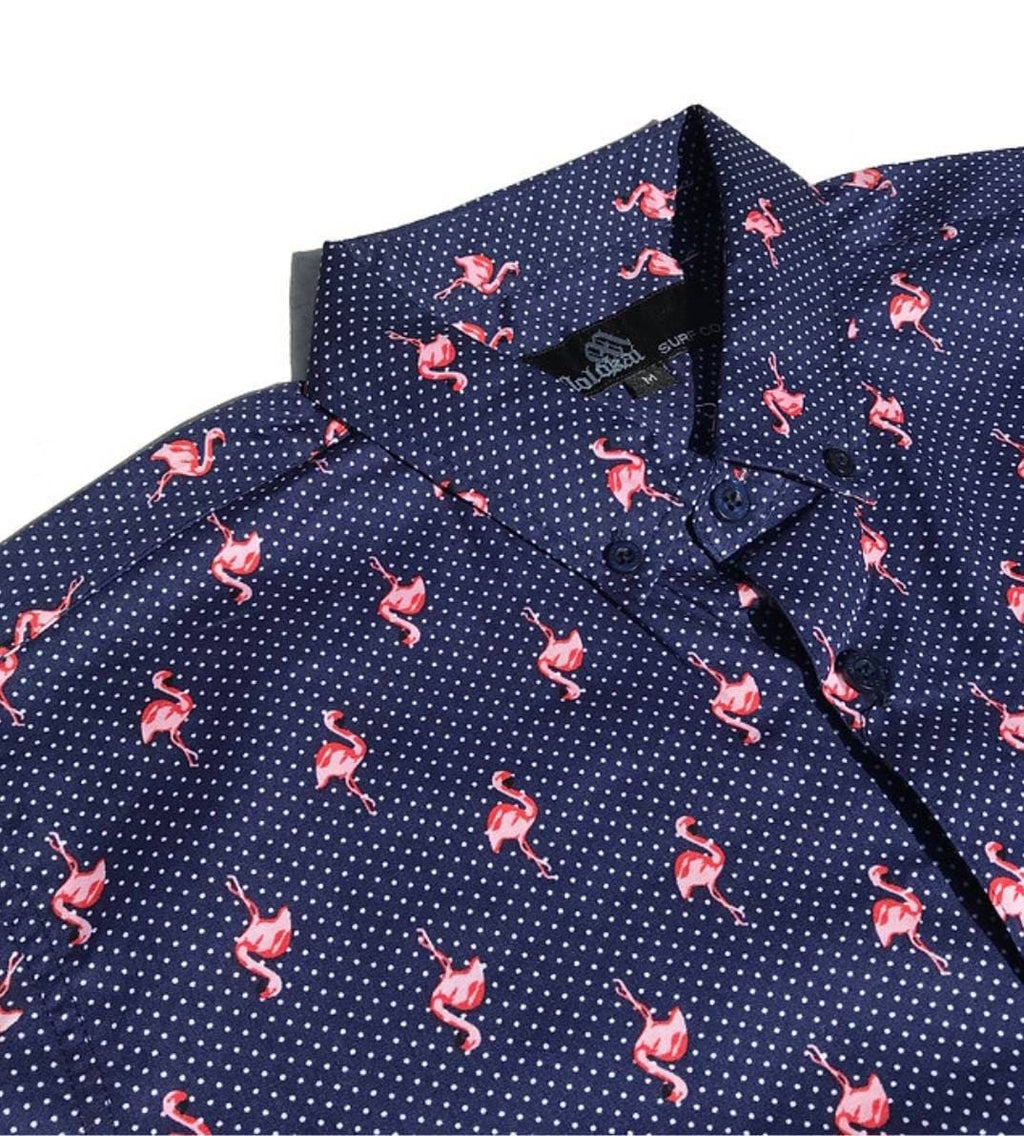 Dotted Flamingo Button Down Boys Shirt