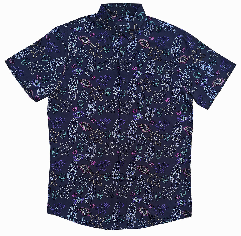 Neon Trippy Vibes Button Down Shirt