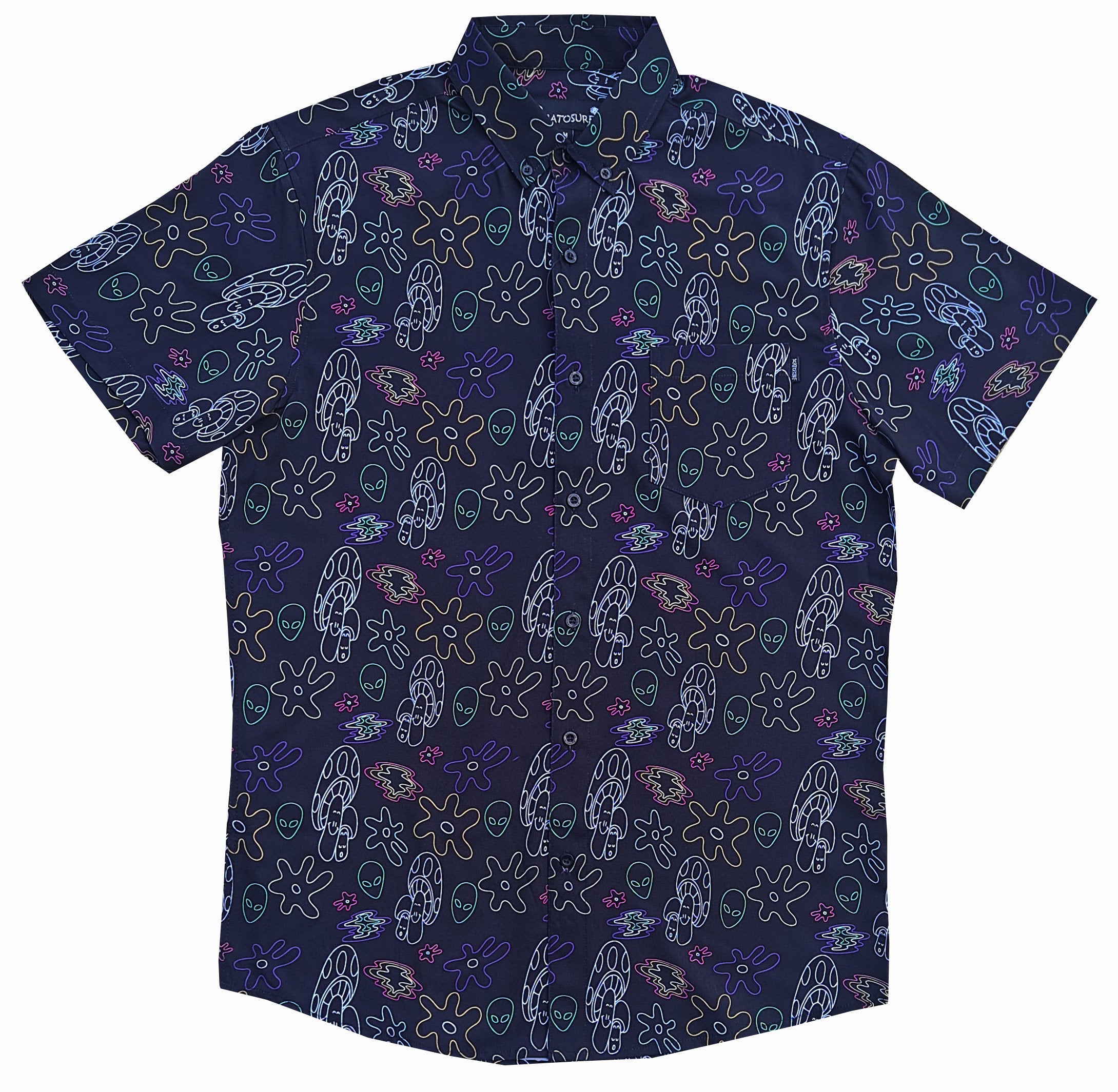 Neon Trippy Vibes Button Down Shirt