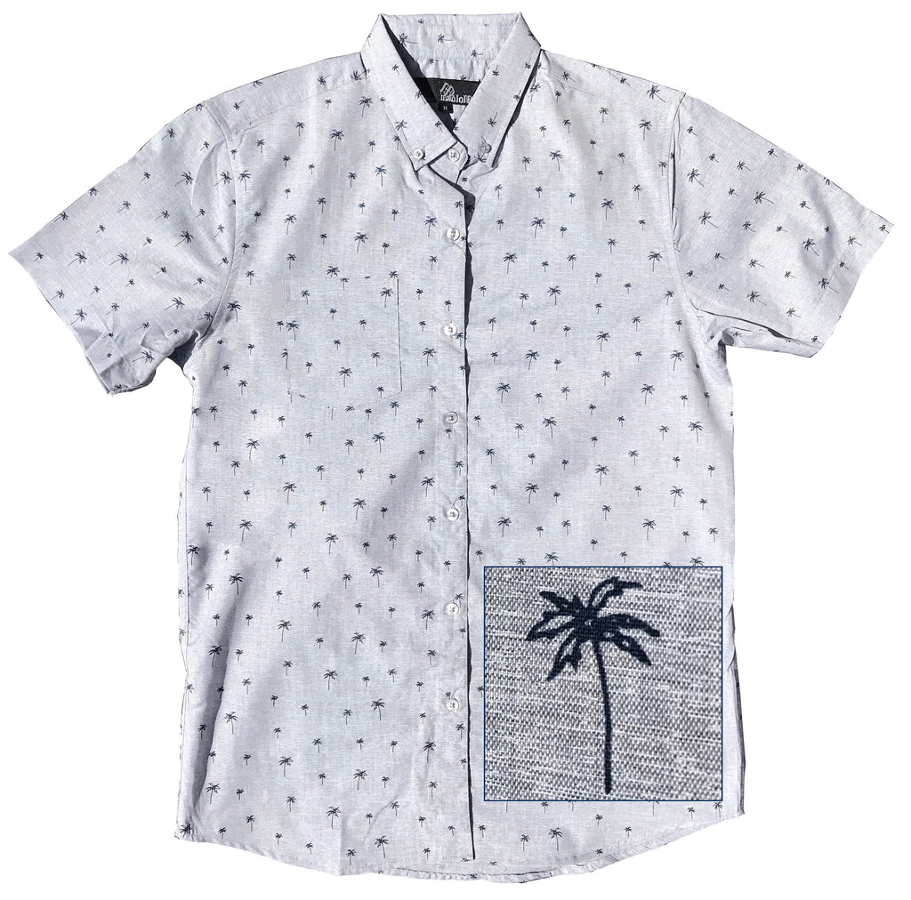 Palm Tree Grey Button Down Boys Shirt