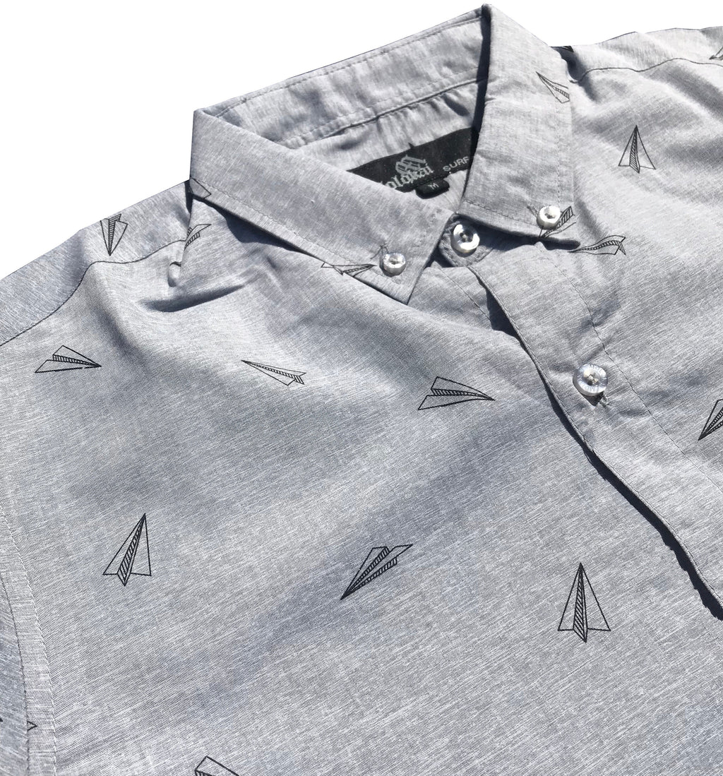 Boys Paper Airplanes Button Down Shirt