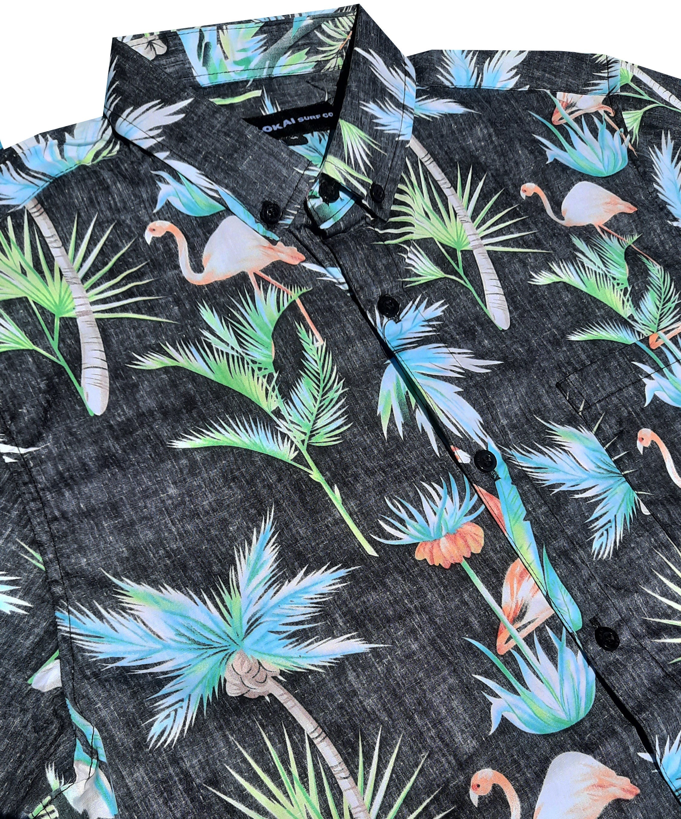 Reversed Floral Flamingo Button Down Shirt