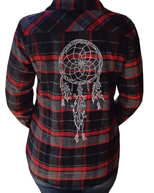 Women's Black and Red Dreamcatcher Flannel