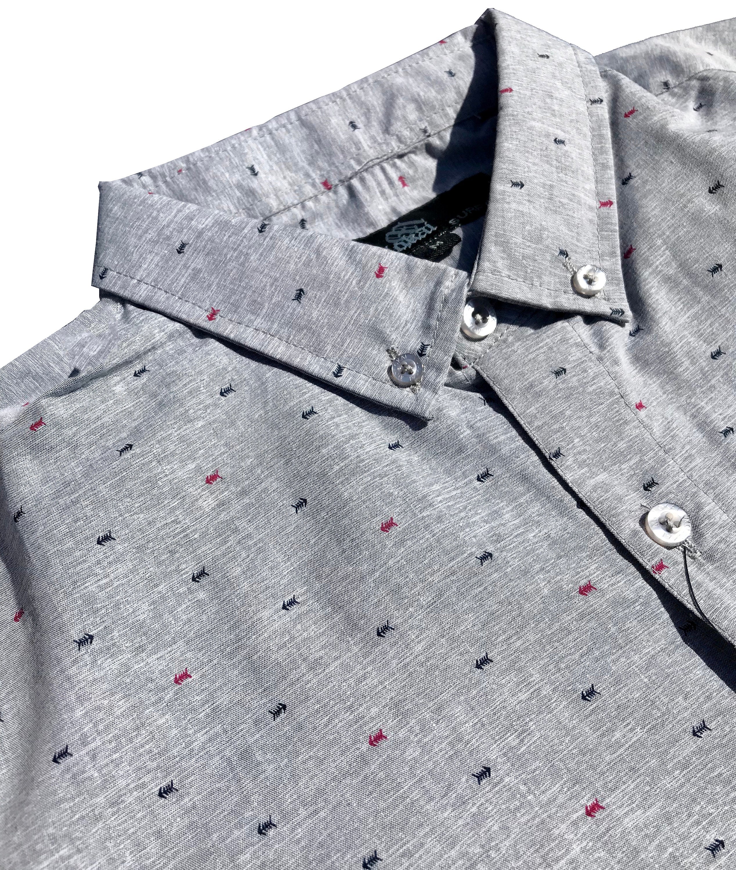 Fishbones Grey Button Down Boys Shirt