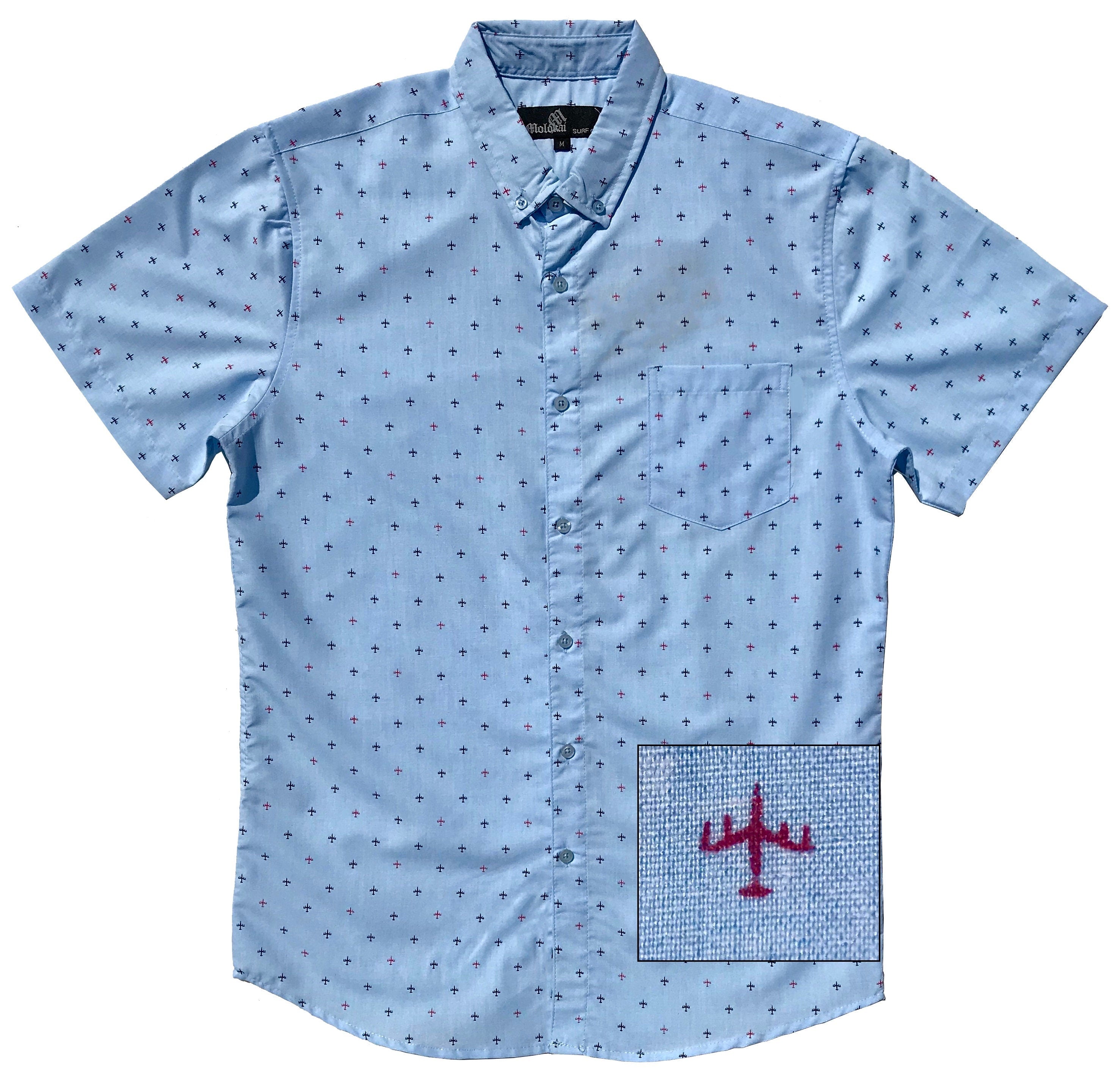 Mini Airplanes Blue Button Down Shirt