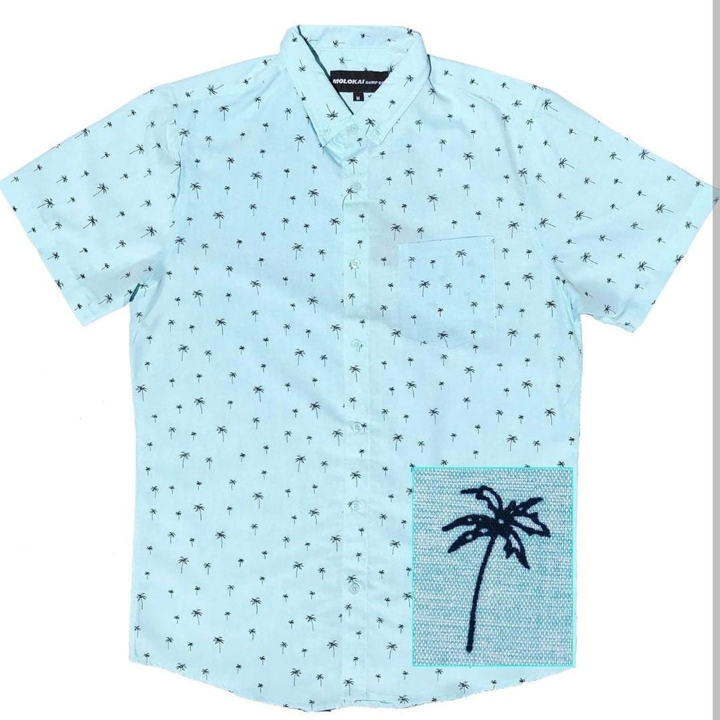 Mint Palm Tree Button Down Shirt