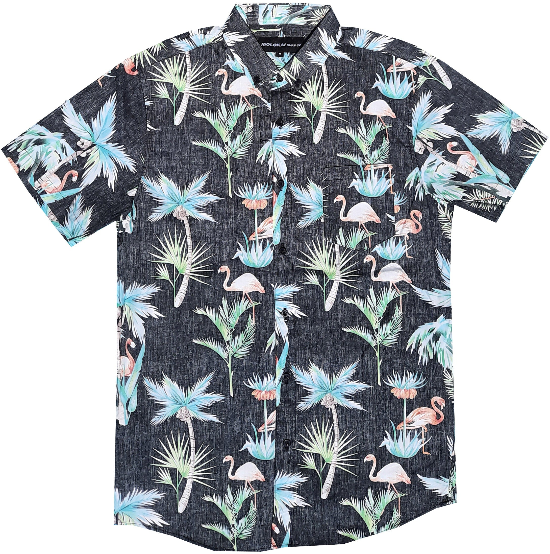Reversed Floral Flamingo Button Down Shirt