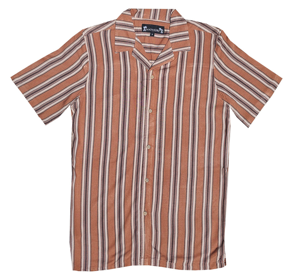 Rust Orange Striped Button Down Shirt