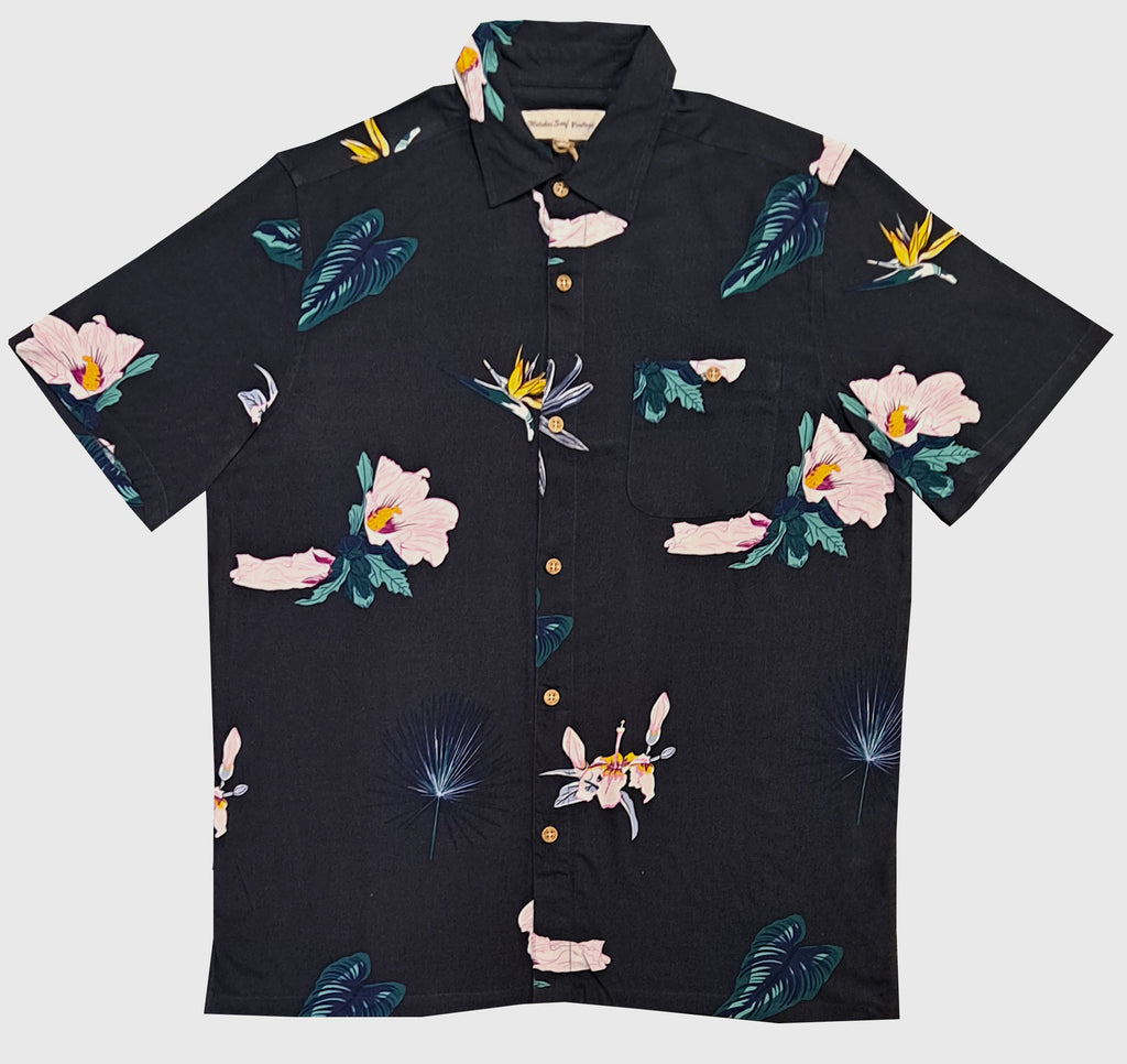 Vintage Charcoal Floral Bird of Paradise