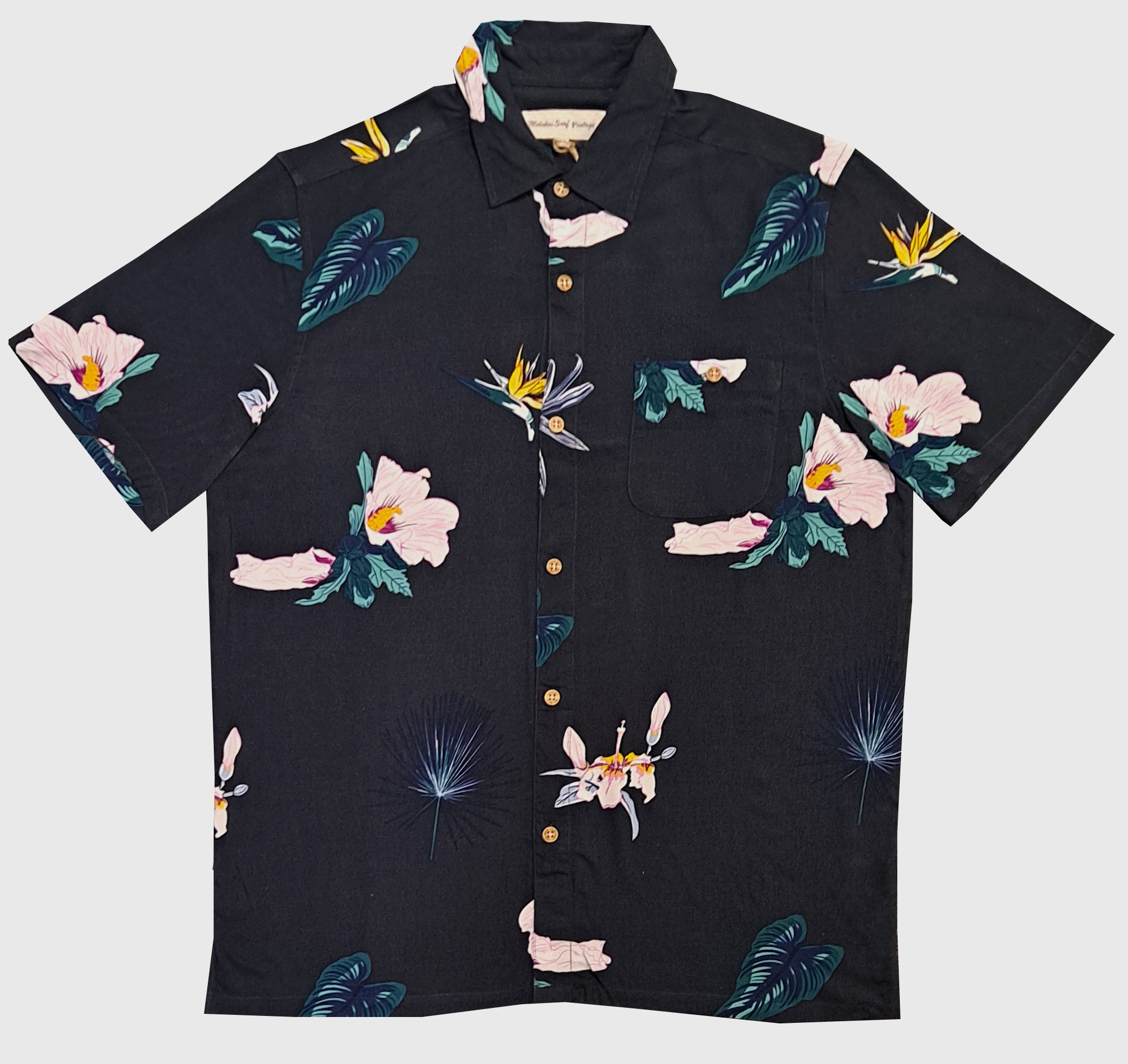 Vintage Charcoal Floral Bird of Paradise
