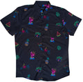Black Tropical Neon Lights Down Shirt
