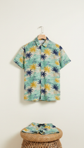 Mint Palm Wave Print Shirt