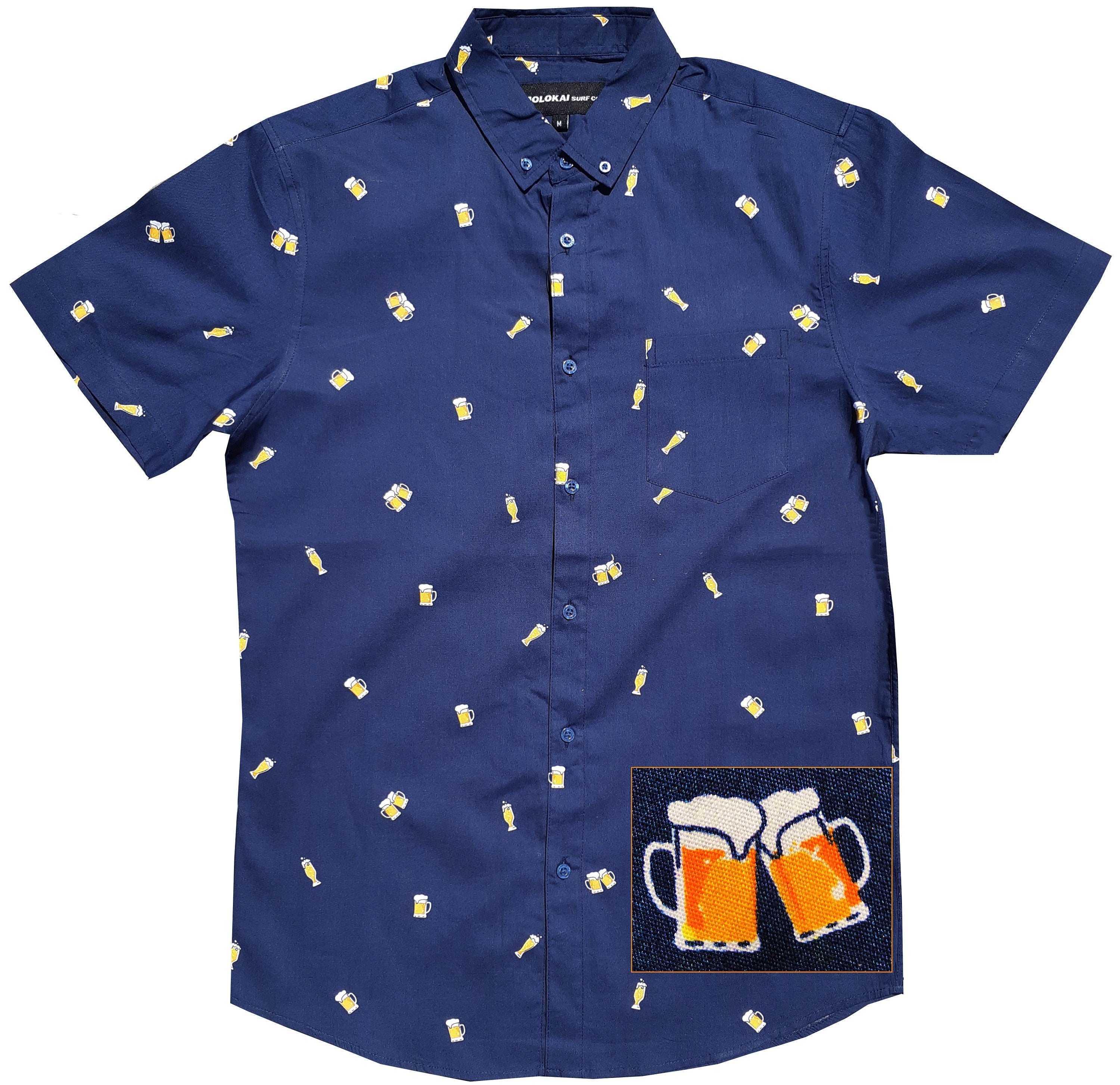 Beers Navy Button Down Shirt
