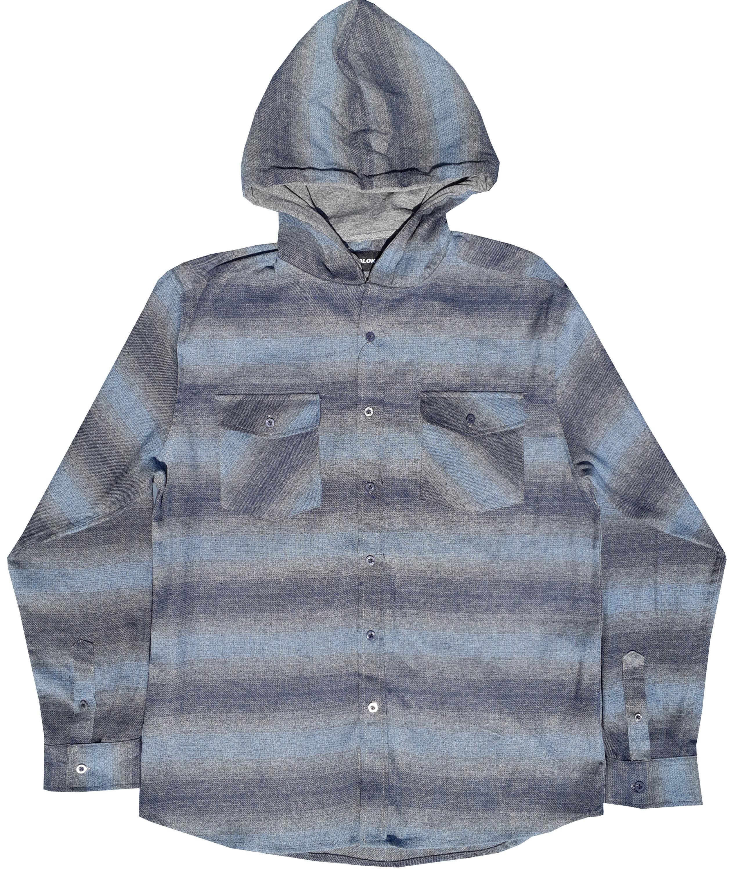 Blue Striped Hooded Flannel