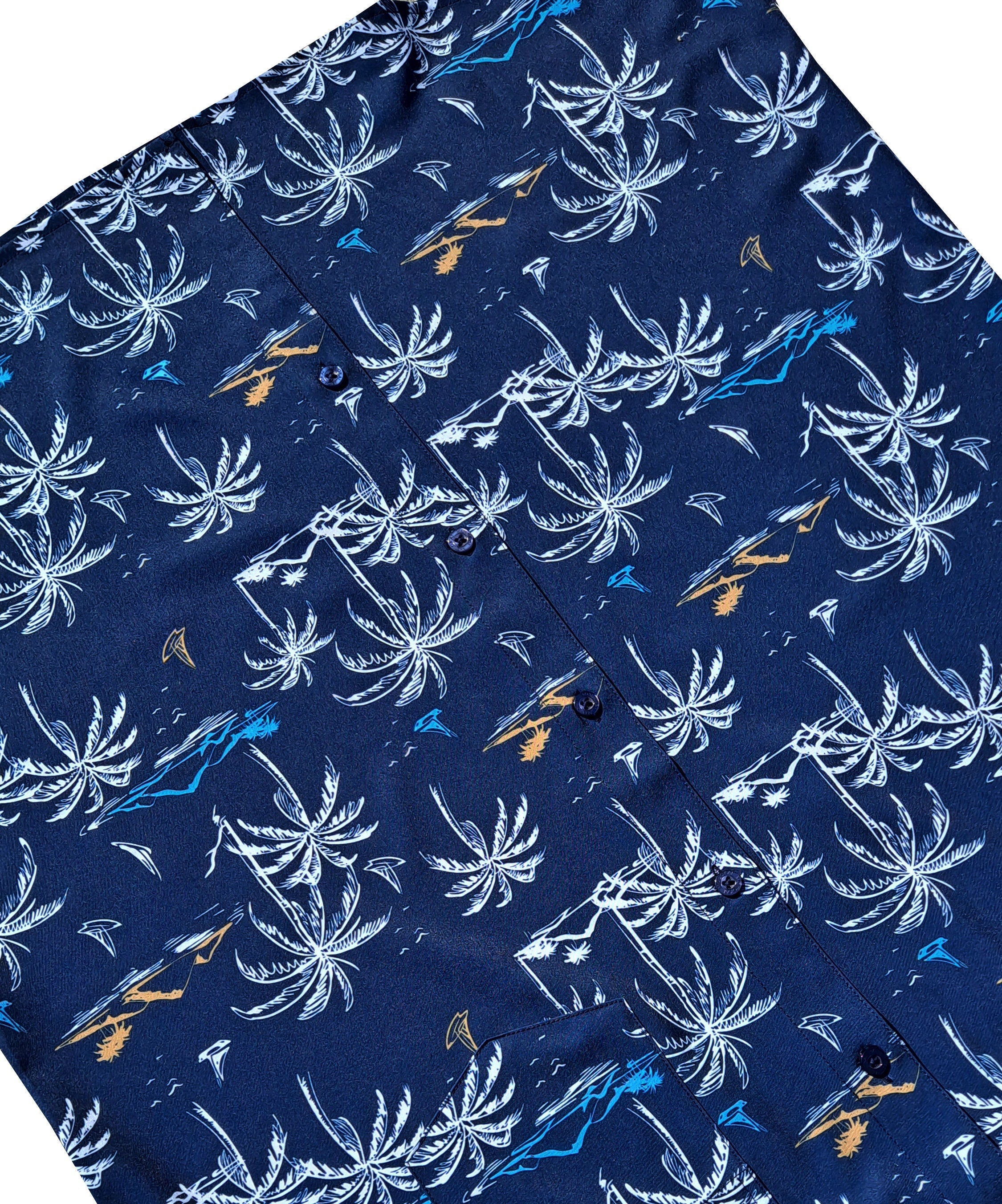 Navy and White Palm Trees