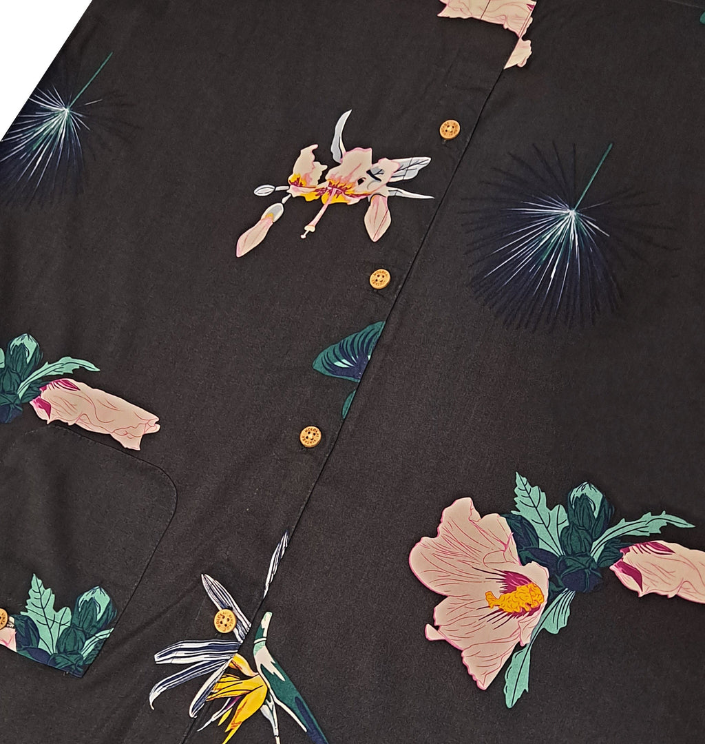Vintage Charcoal Floral Bird of Paradise