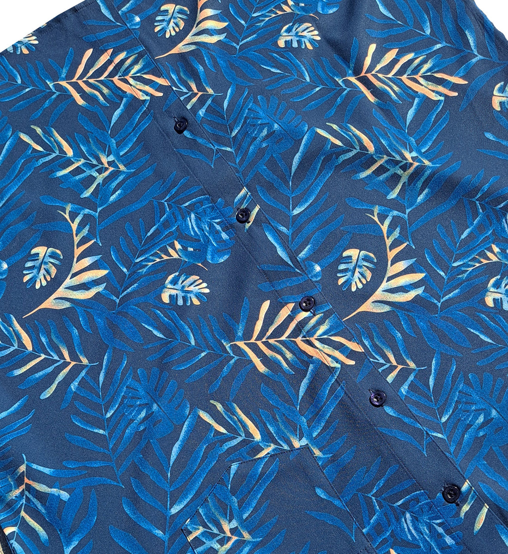 Navy and Orange Palm Leaves