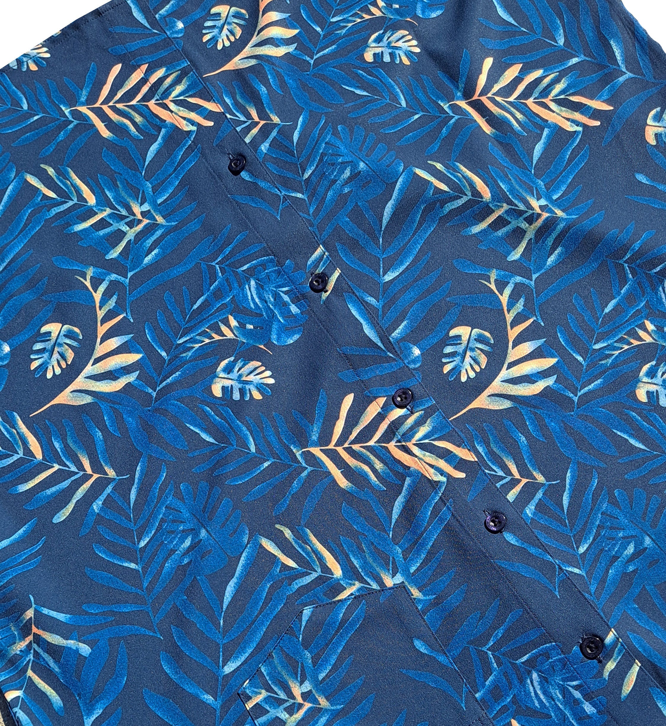 Navy and Orange Palm Leaves