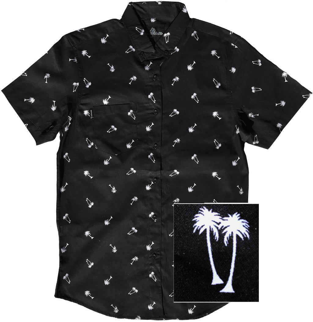 Black Palm Tree Button Down Boys Shirt