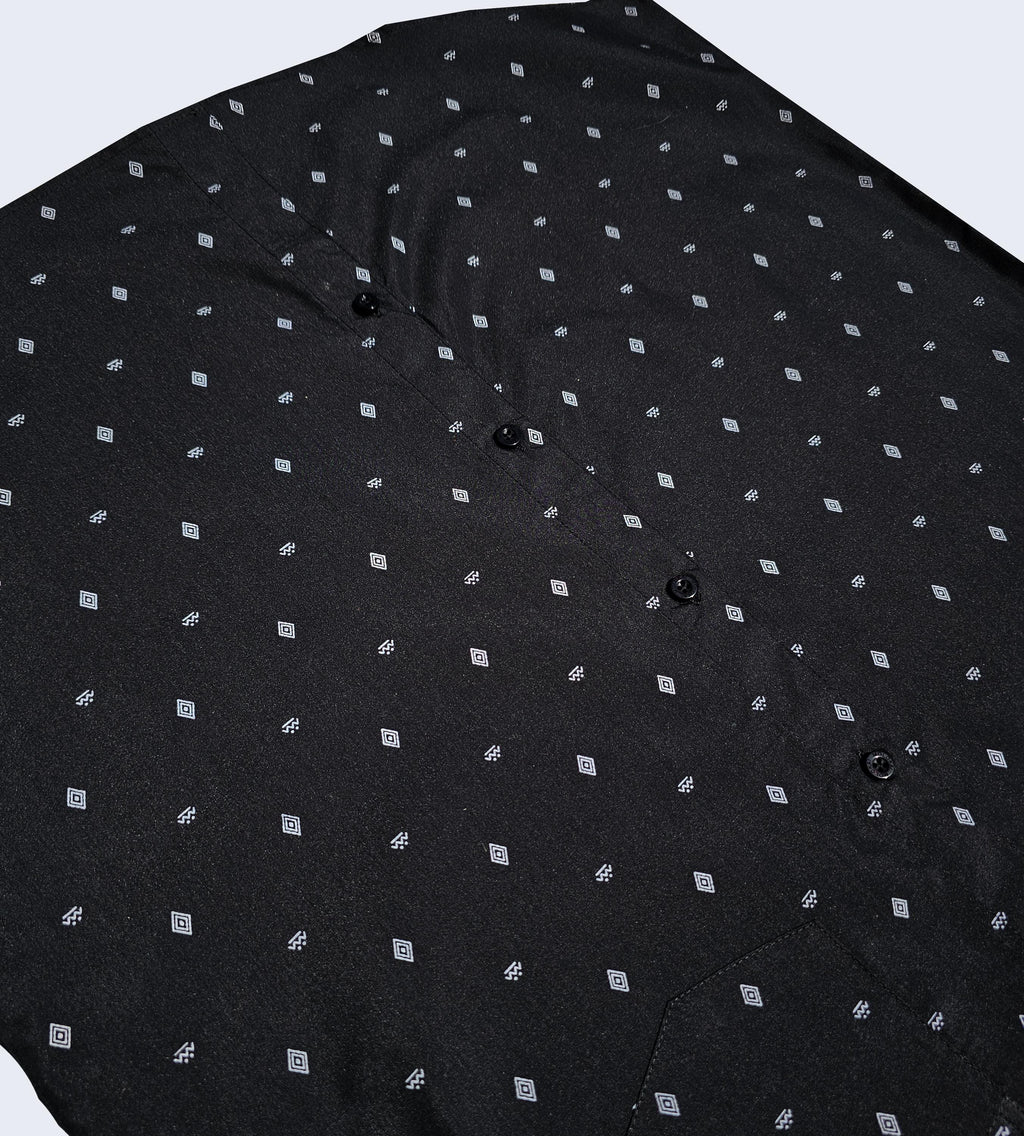 Black Geo Pattern Button Down Shirt