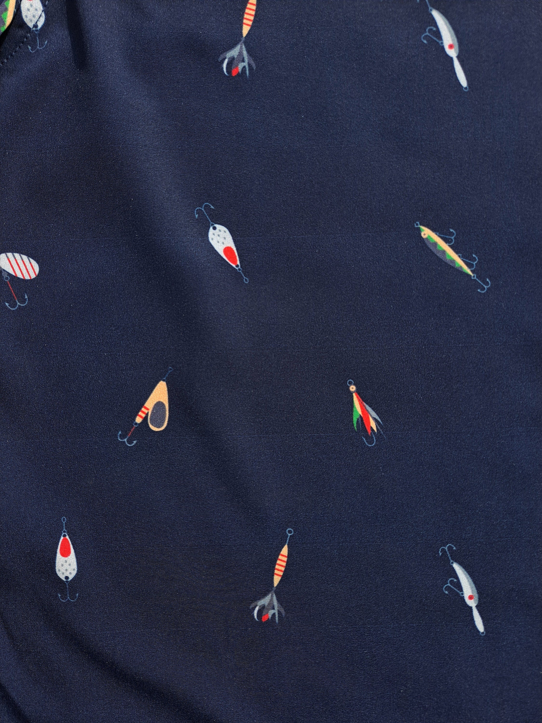 Navy Fish Hooks Button Down Shirt