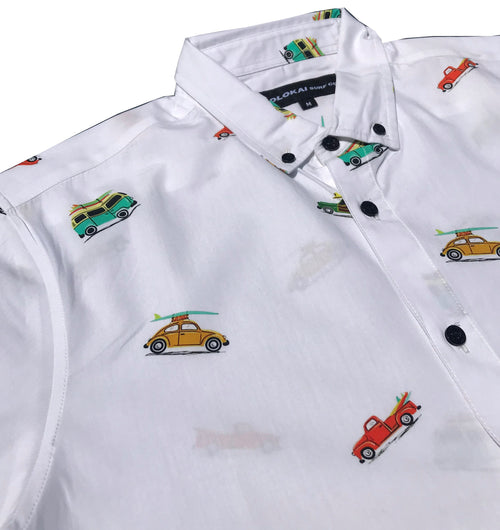 Beach Cars Button Down Boys Shirt