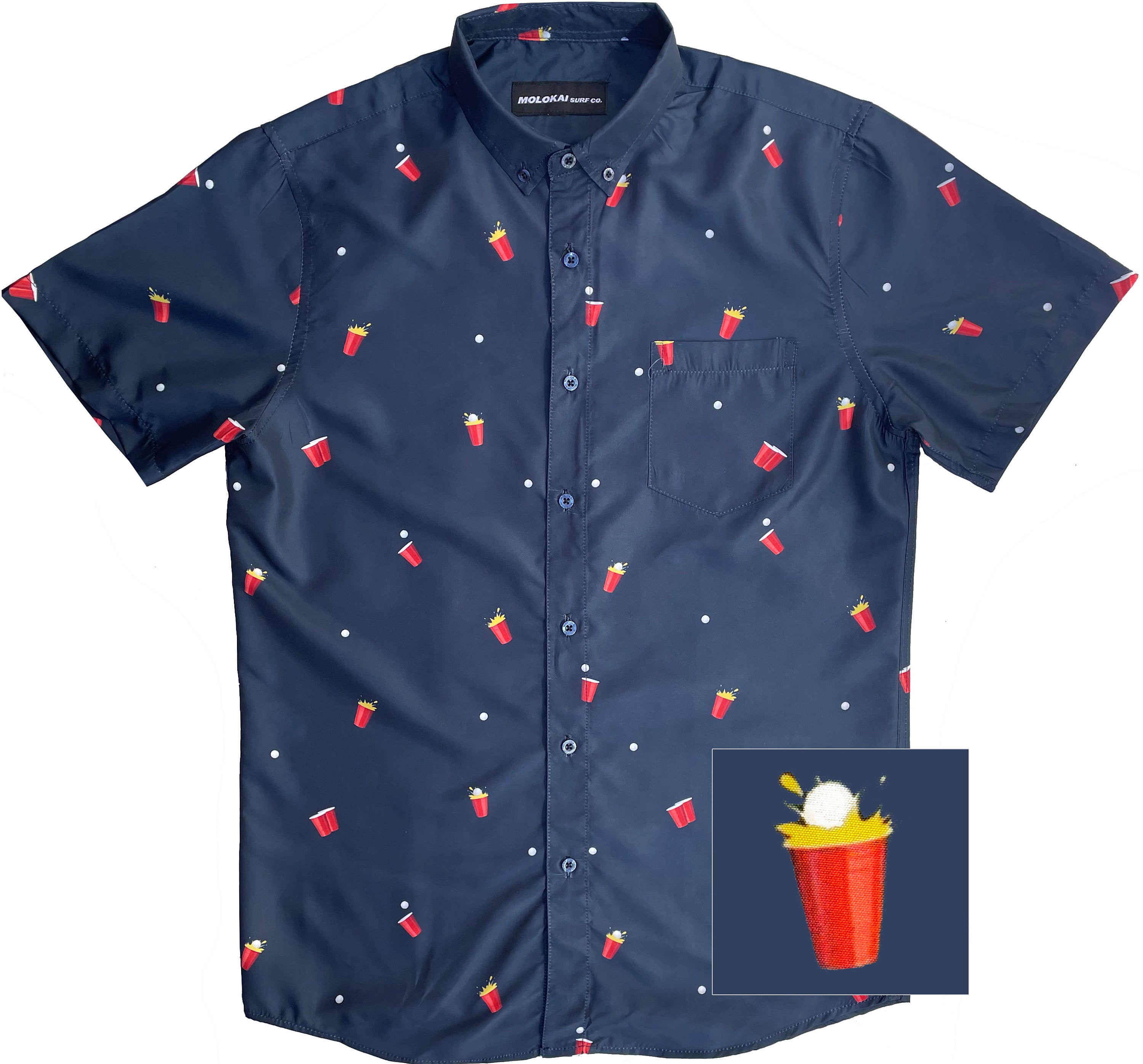 Navy Beer Pong Button Down Shirt