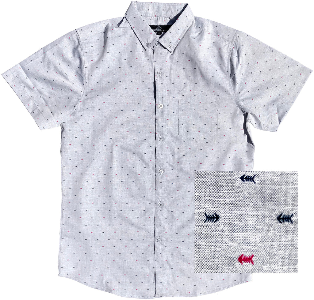 Fishbones Grey Button Down Boys Shirt