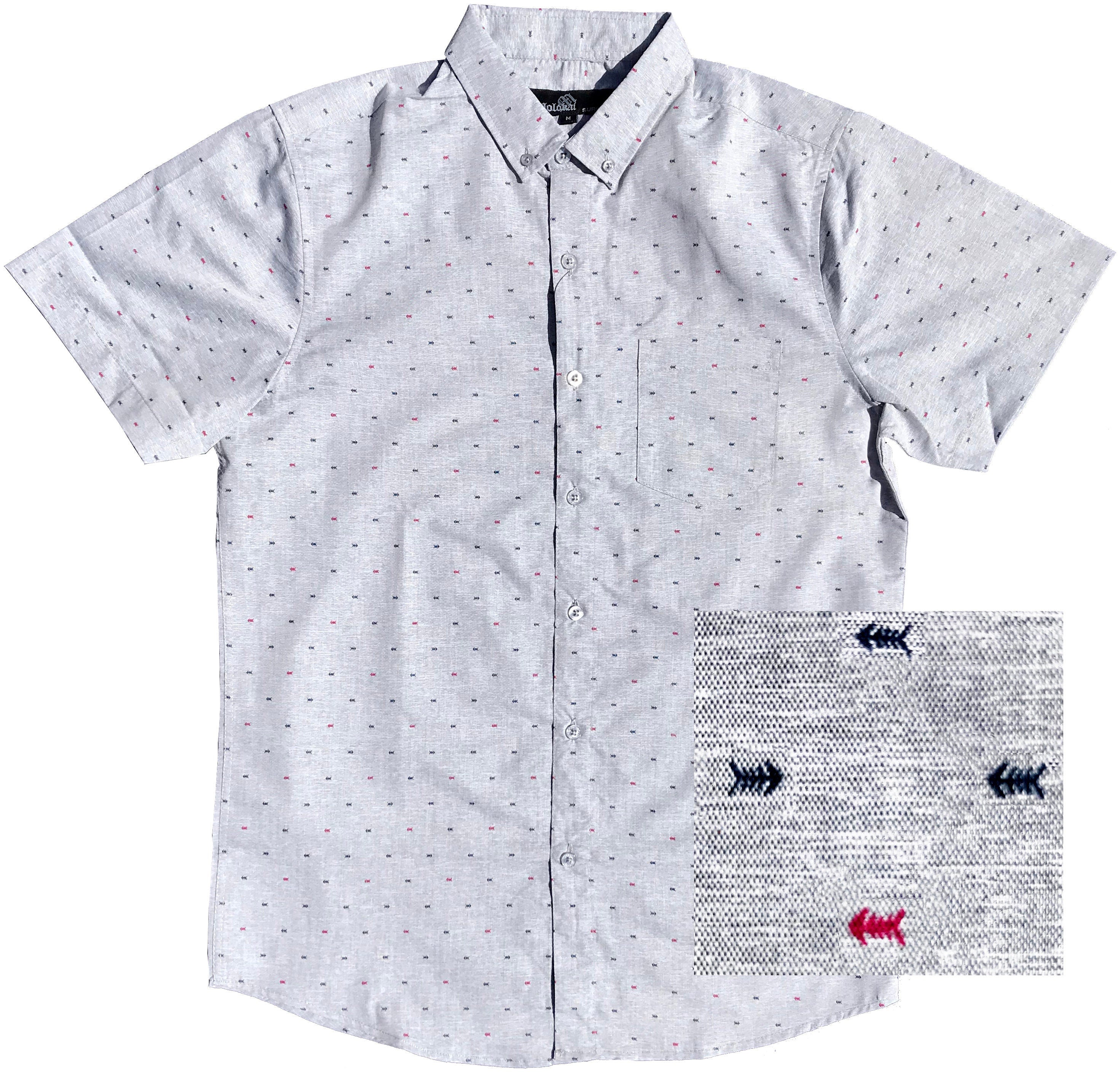 Fishbones Grey Button Down Boys Shirt
