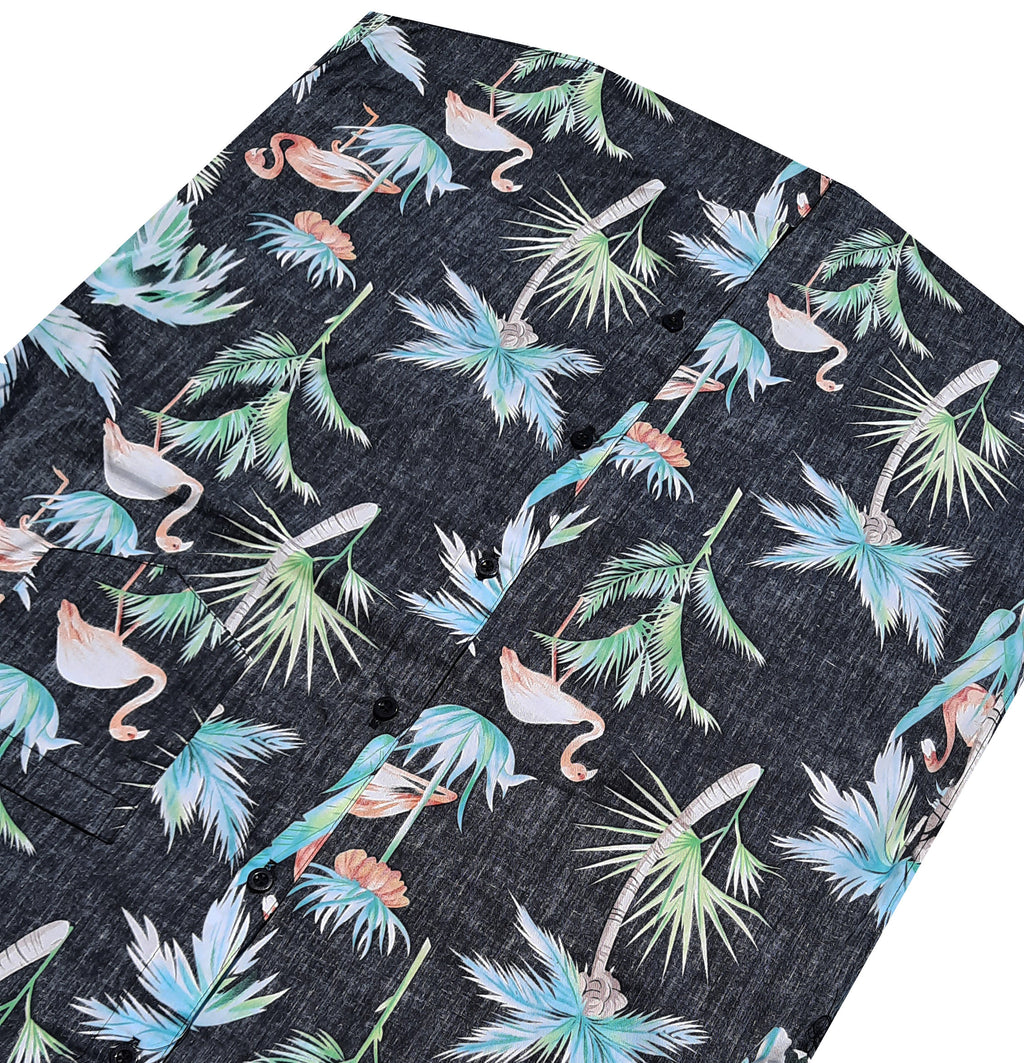 Reversed Floral Flamingo Button Down Shirt
