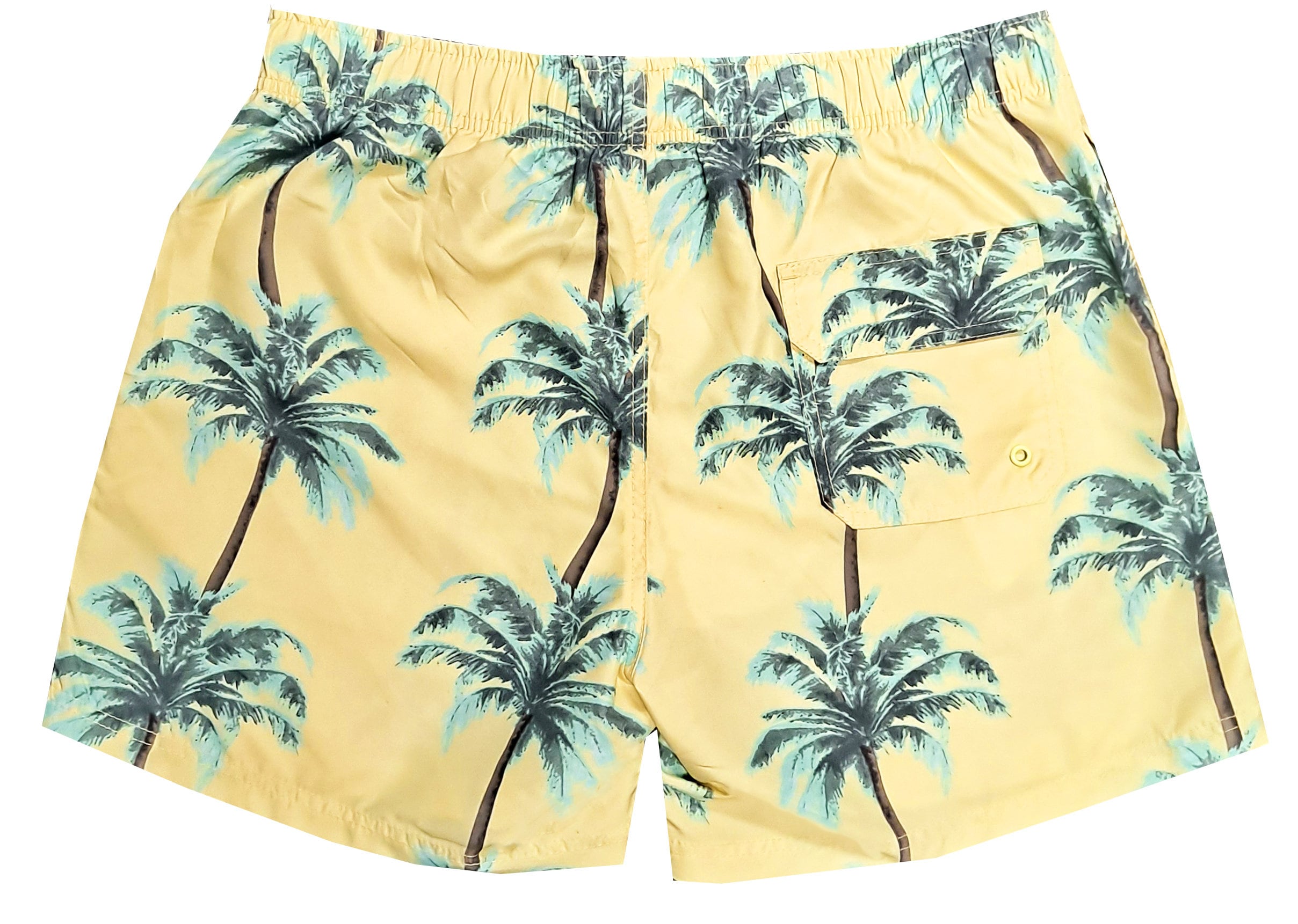Golden Teal Palm Trees Swim Trunks