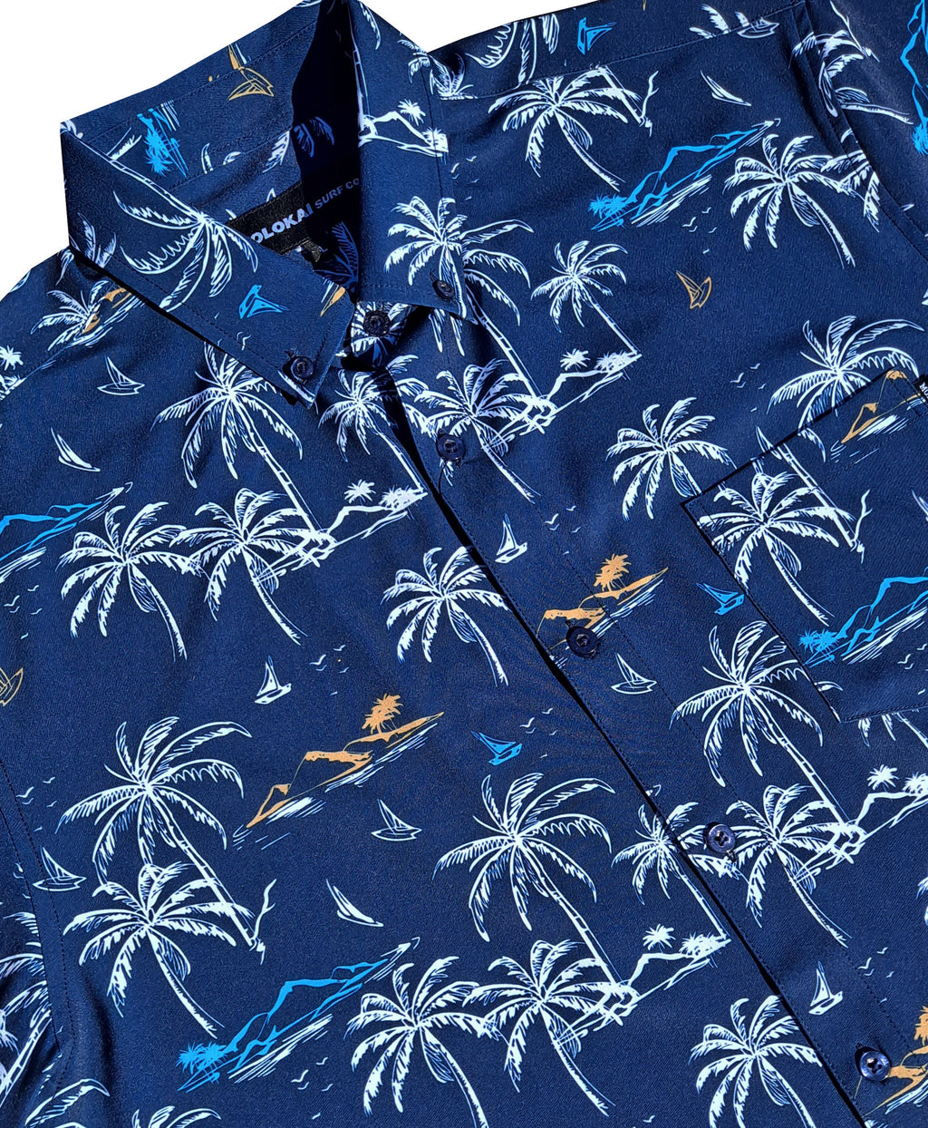 Navy and White Palm Trees