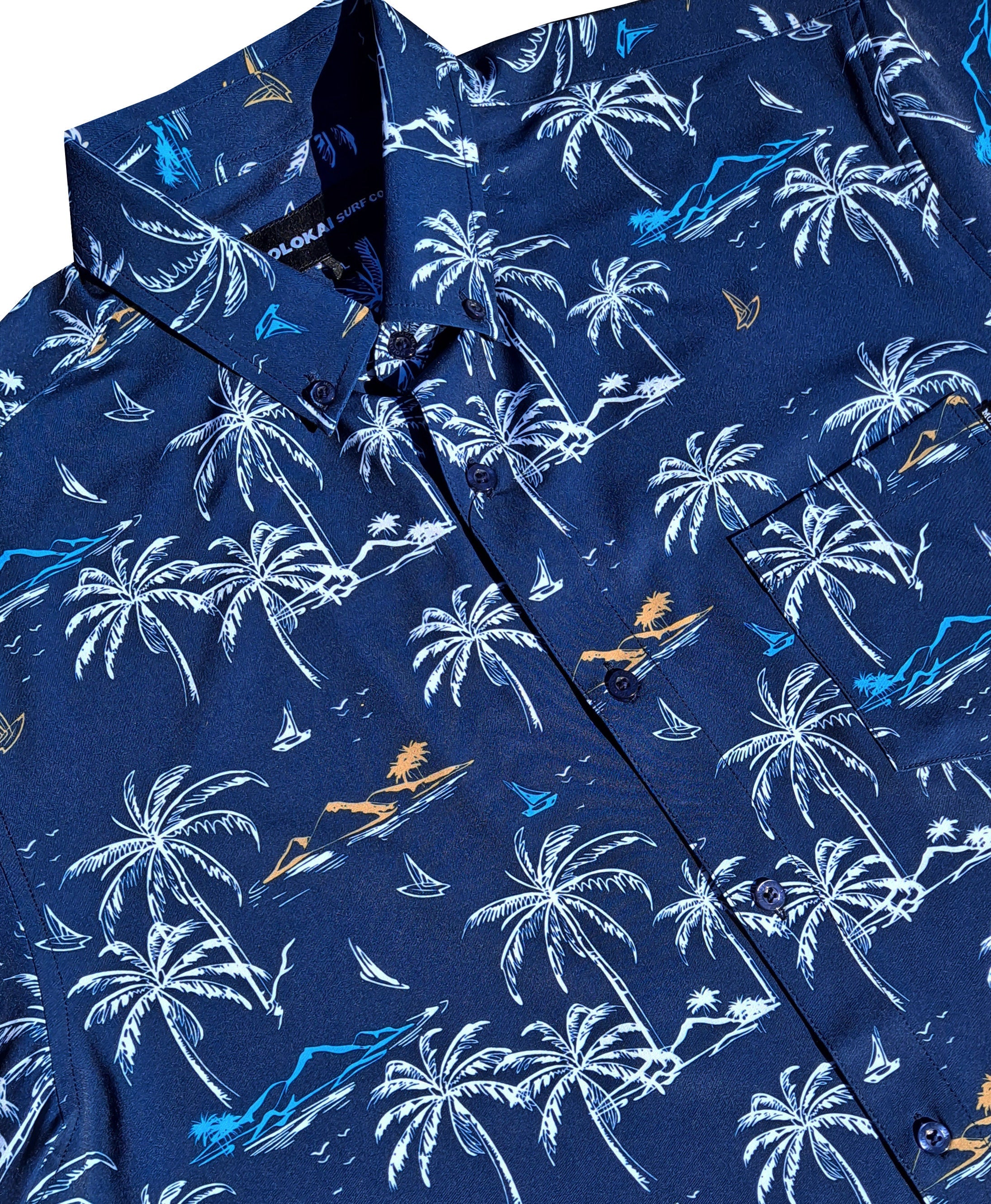 Navy and White Palm Trees