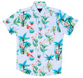 White Tropical Flamingo Button Down Shirt
